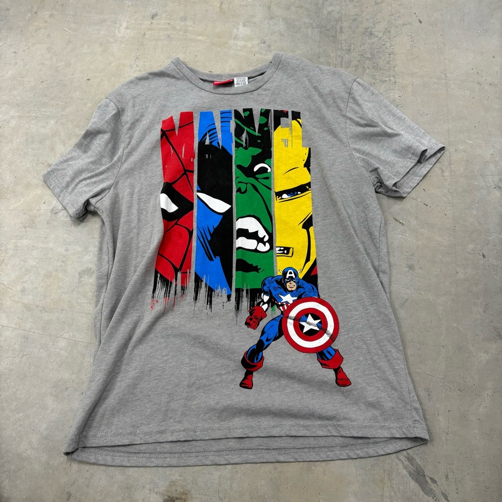 Marvel Characters Shirt Gray Men's Large